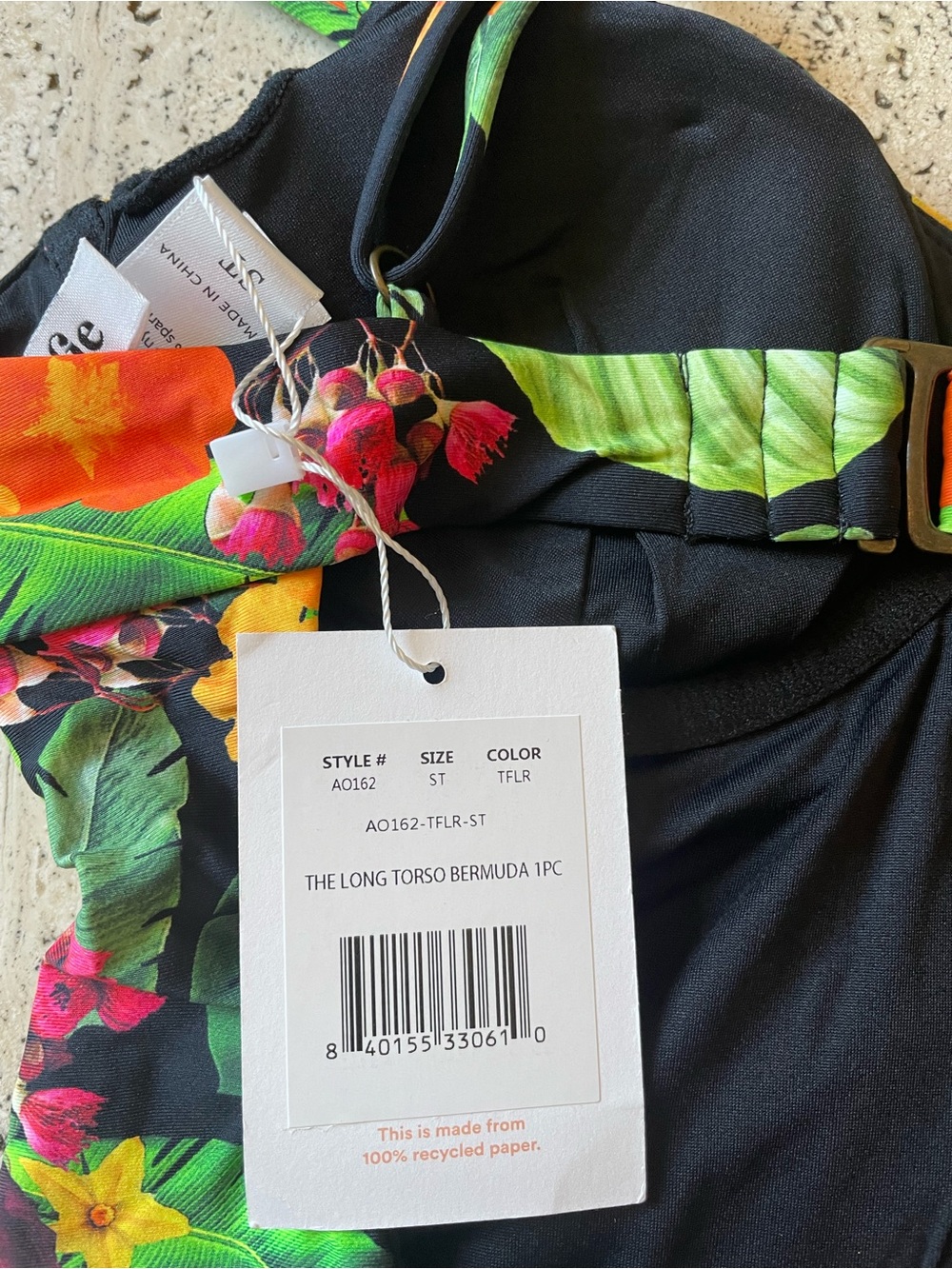 Andie Long Torso Bermuda  Tropical Floral One-Piece Swimsuit NWT - Picture 8 of 8
